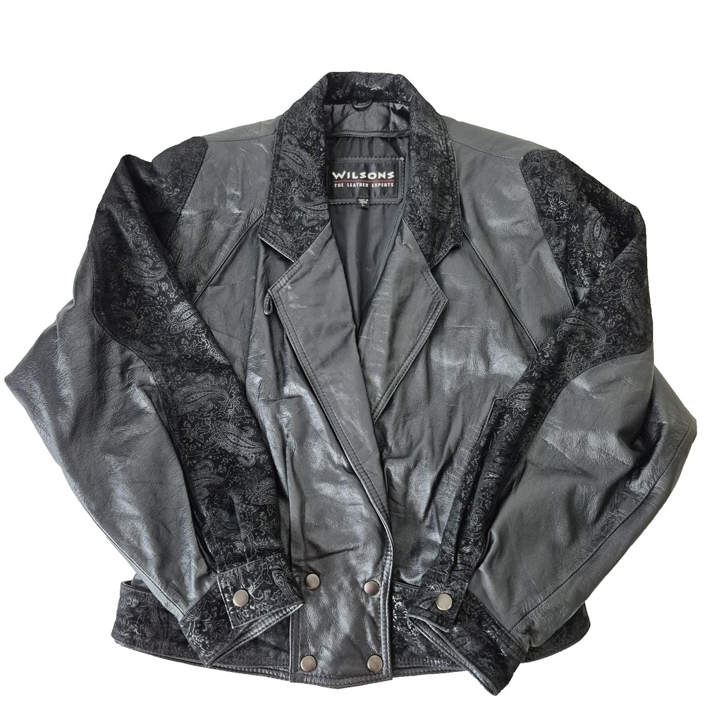 Wilsons Leather Black Paisley Accent Leather Jacket